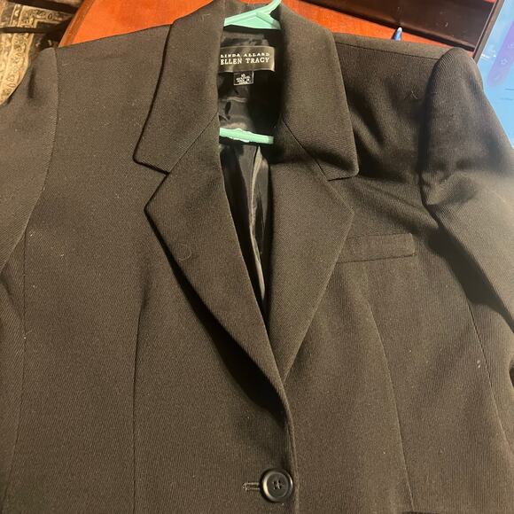 Vintage Linda Allard Ellen Tracy Women's Blazer Black Sz 10 100% Wool Office - Picture 8 of 11
